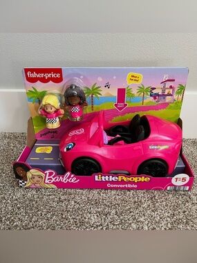 NIB Fisher Price Little People Barbie Convertible with 2 Dolls